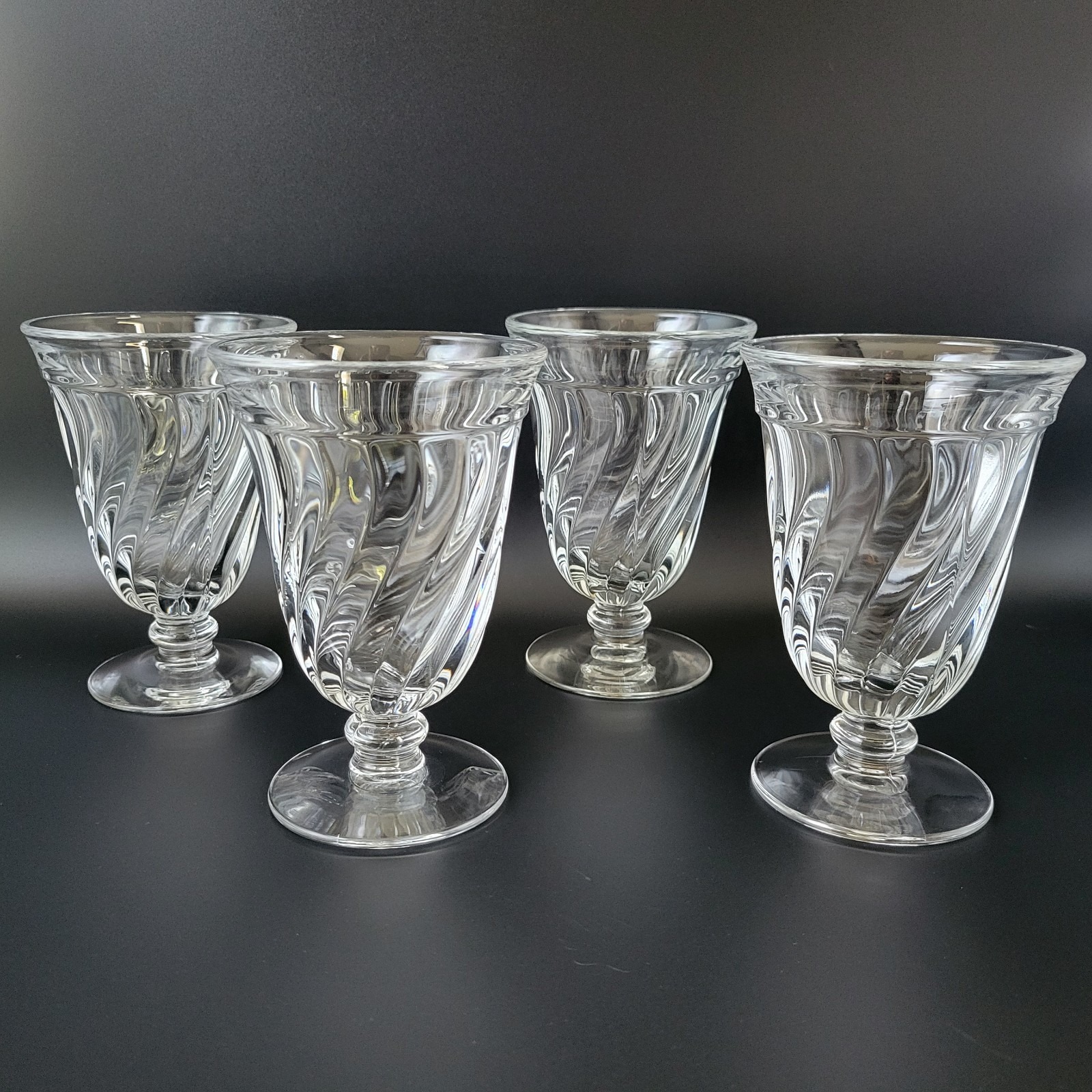VTG Fostoria Colony 2412 Swirl 5 1/2 Footed Iced Tea Tumbler Glass Lot Set Of 4