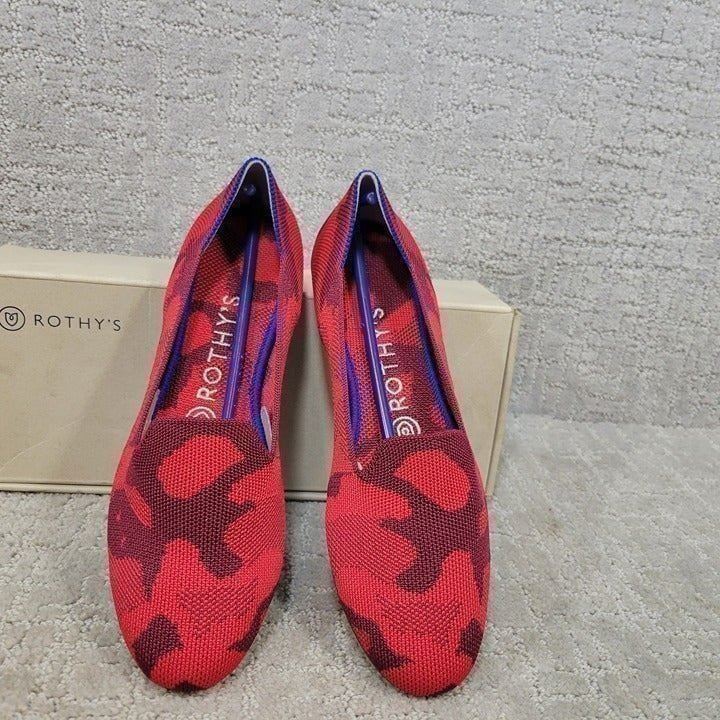 Rothy's The Loafer Women's Size US 7.5 Red Camo Slip On Flat Comfort Shoes NEW