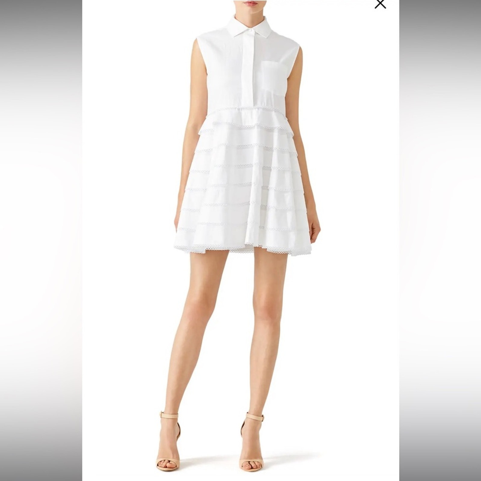 Carven White Crochet Shirt Dress