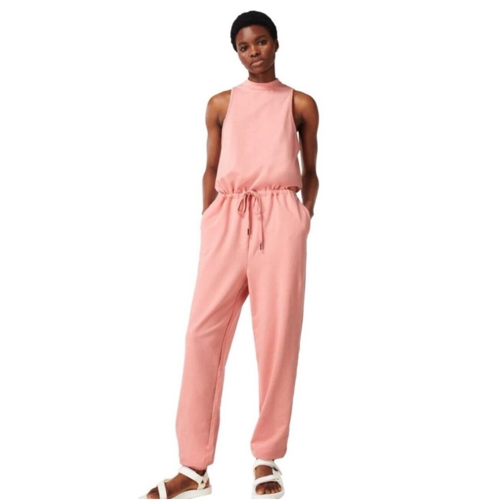 Sweaty Betty NWT Kaya Pink Sleeveless Jumpsuit High Neck Medium Pockets Lounge