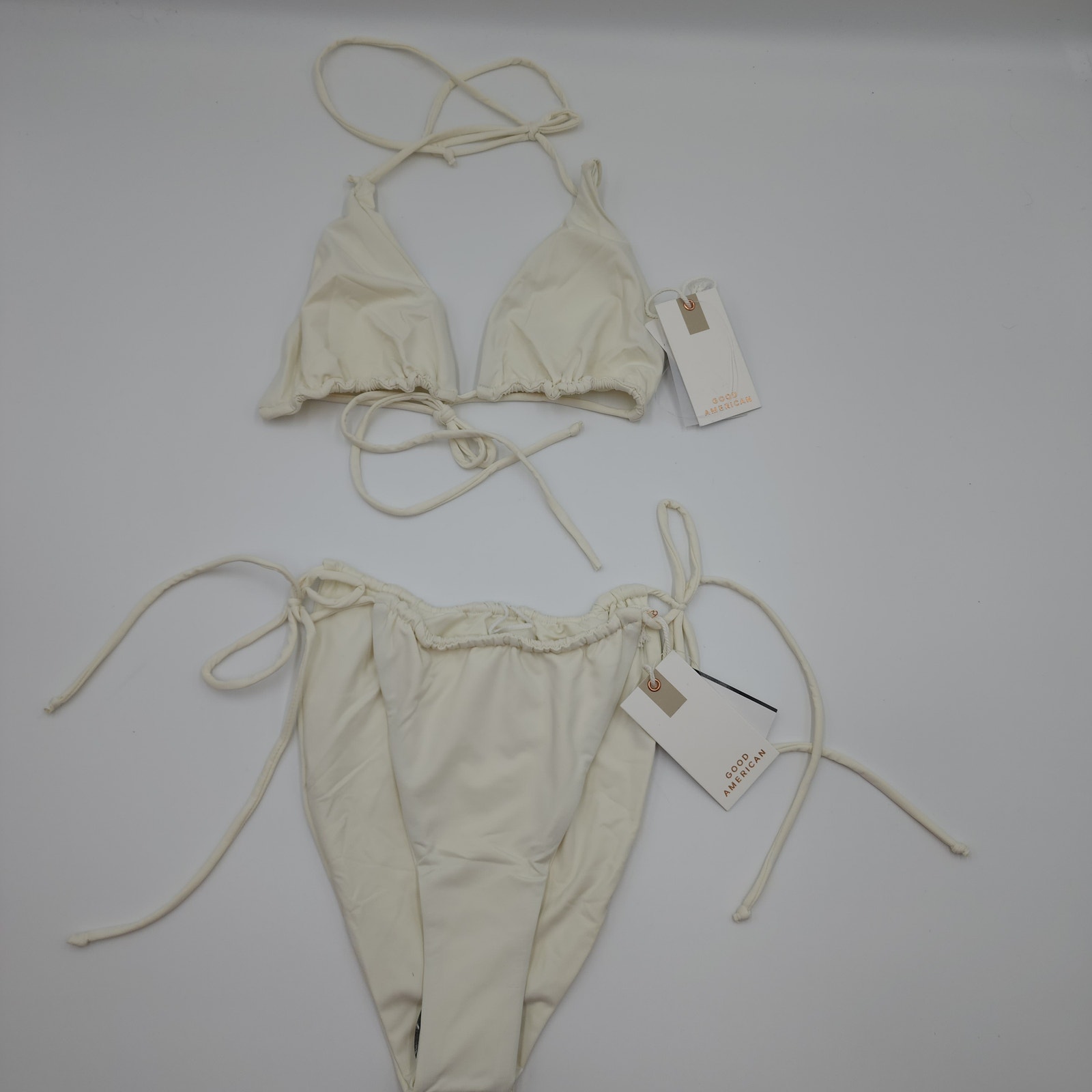 Good American Tiny Ties Bikini Set in Black Size L