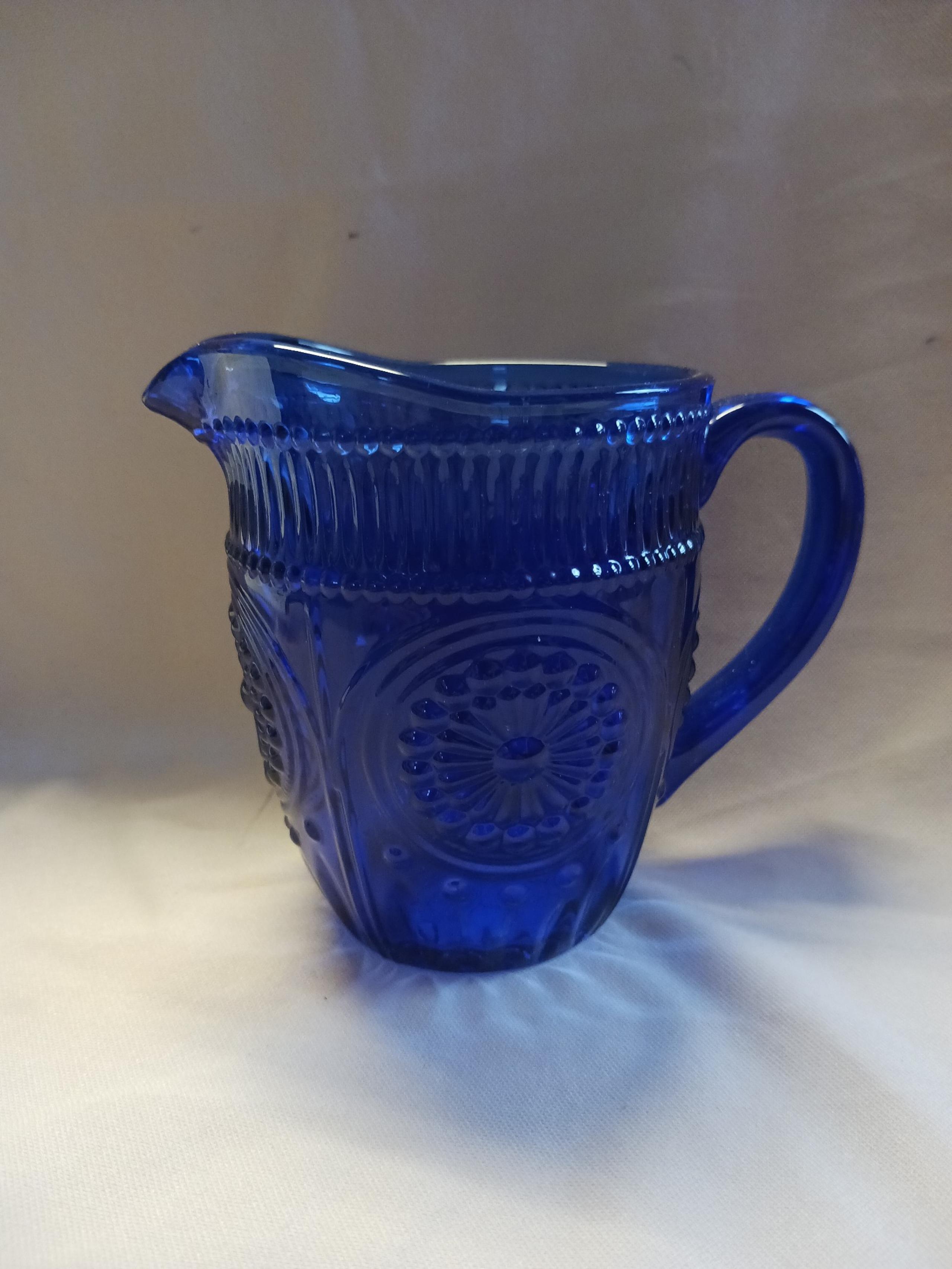 Pioneer Woman Adeline Cobalt Blue Glass Creamer/Syrup Pitcher