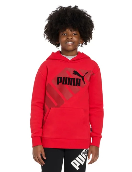 Puma Power Cat Pullover Hoodie Youth Boys Red Casual Outerwear Sz M (10/12)