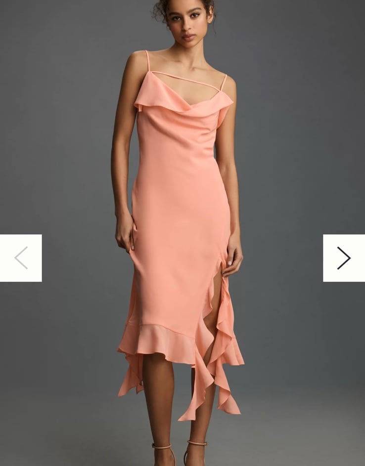 GORGEOUS Draped Anthropologie Dress, Peach, XS NWT