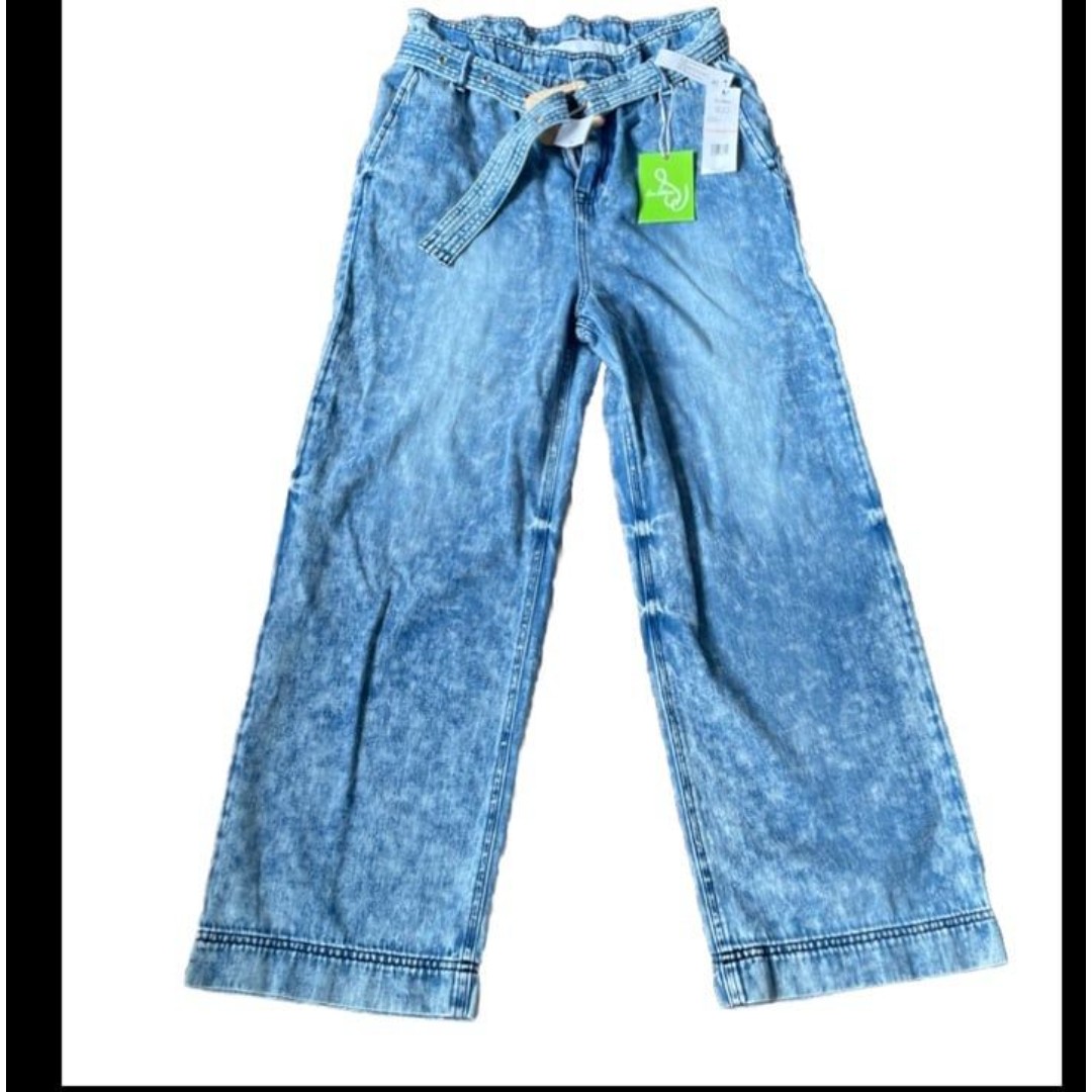 Sam Edelman Jeans Indigo Hi-rise PaperBag Waist Wide Leg Women's 28 NWT 99