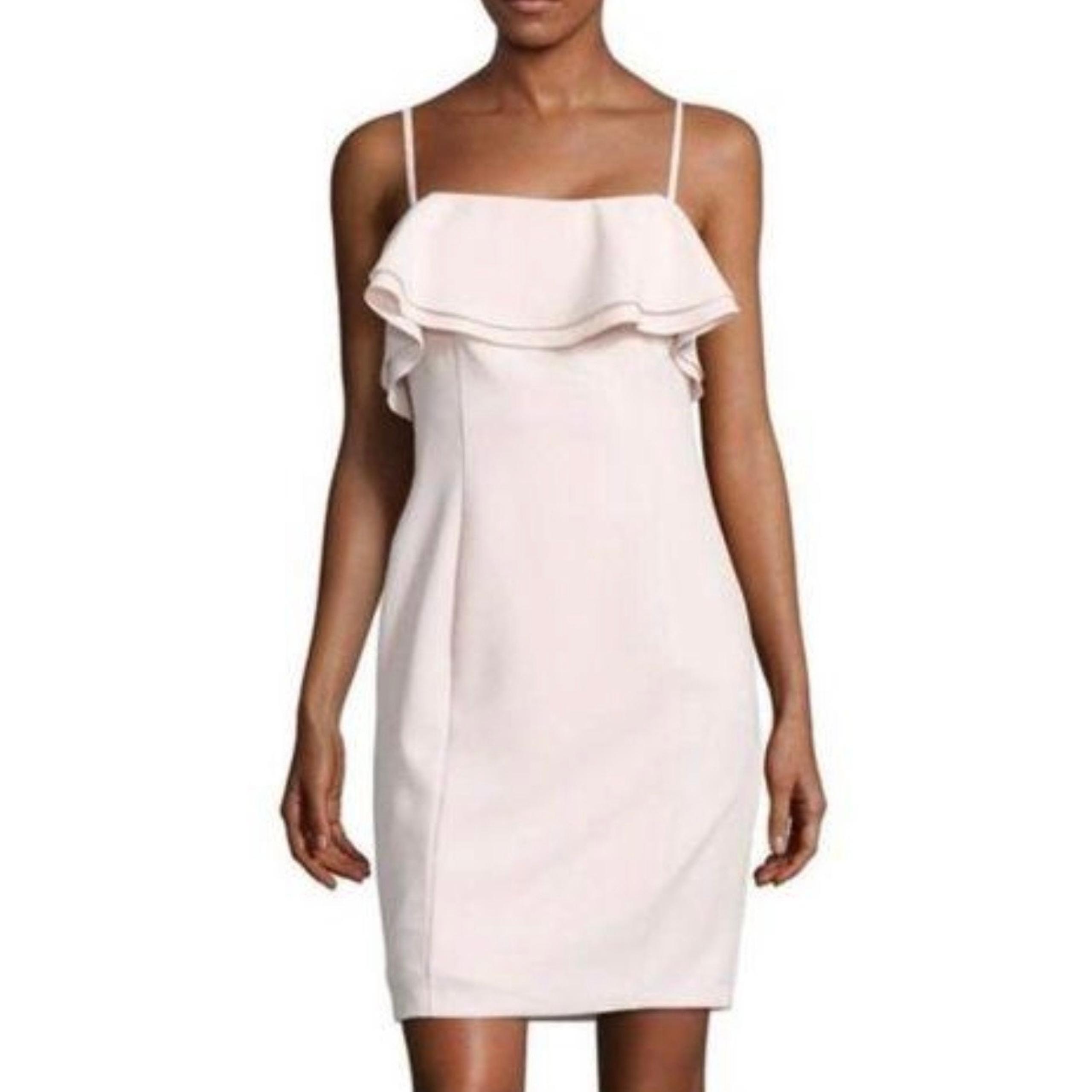 Karl Lagerfeld Paris Blush Pink Ruffle Neckline Dress Size 14