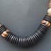 Vintage Tribal African Style Statement Necklace Black Disc Wooden Beads 23”