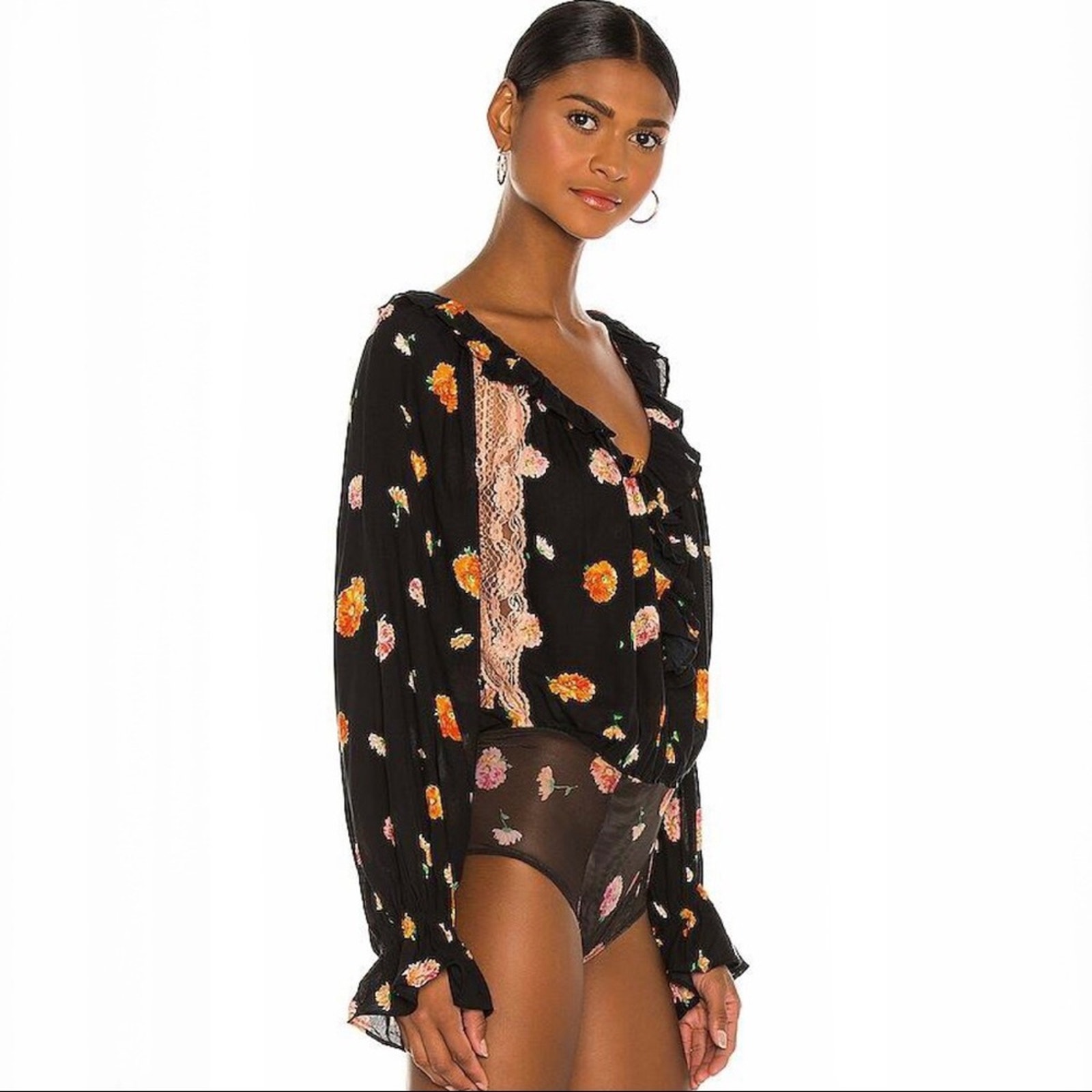 FREE PEOPLE NWOT Poppy Printed Bodysuit XS