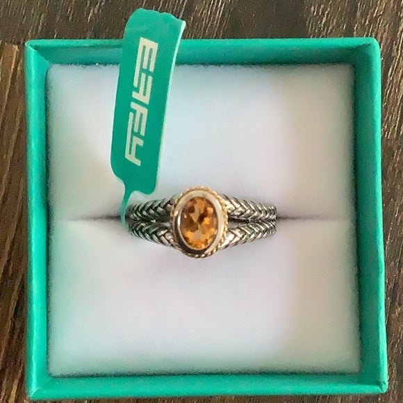 Effy 925 Sterling Silver & 18K Yellow Gold Citrine Ring