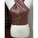 4SI3NNA Paulita Halter Cropped Top Faux Leather Sleeveless Solid Brown W XS NWOT