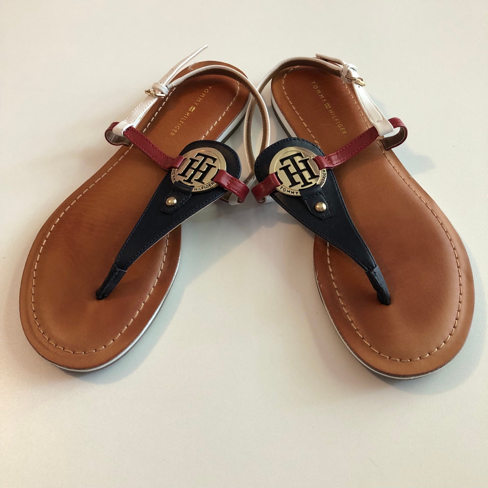 Tommy hilfiger red shop white and blue sandals