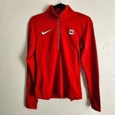 Nike Pro Elite Canada Run Team 1/2 Zip Running Jacket Small S Red Lightweight