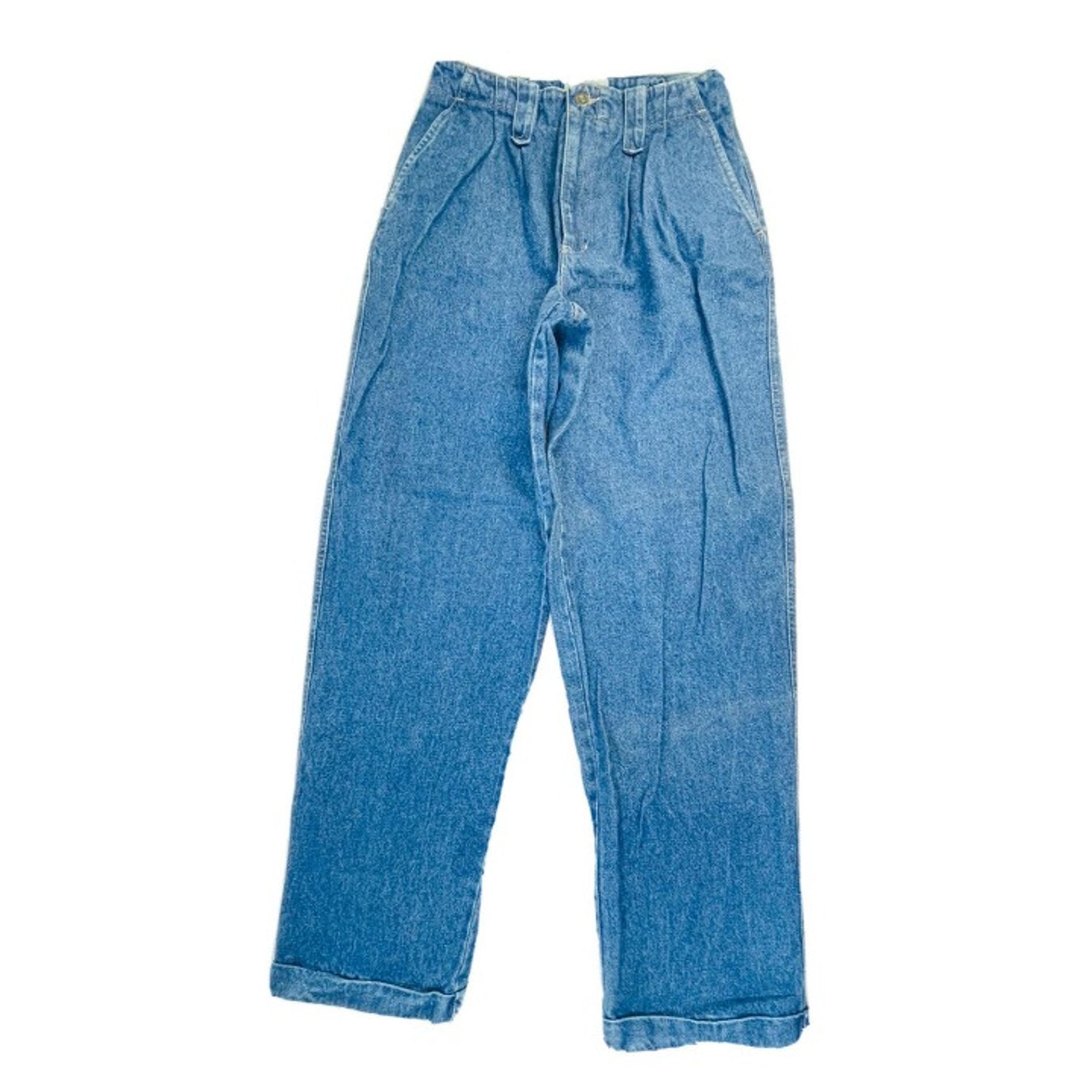 Vintage High Rise Pleated Baggy Fit Cuffed Faded Jeans Womens 8