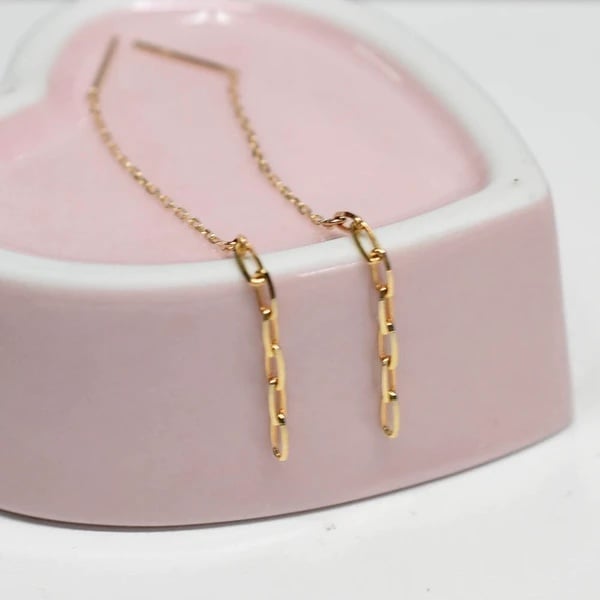 Real gold paper clip earrings