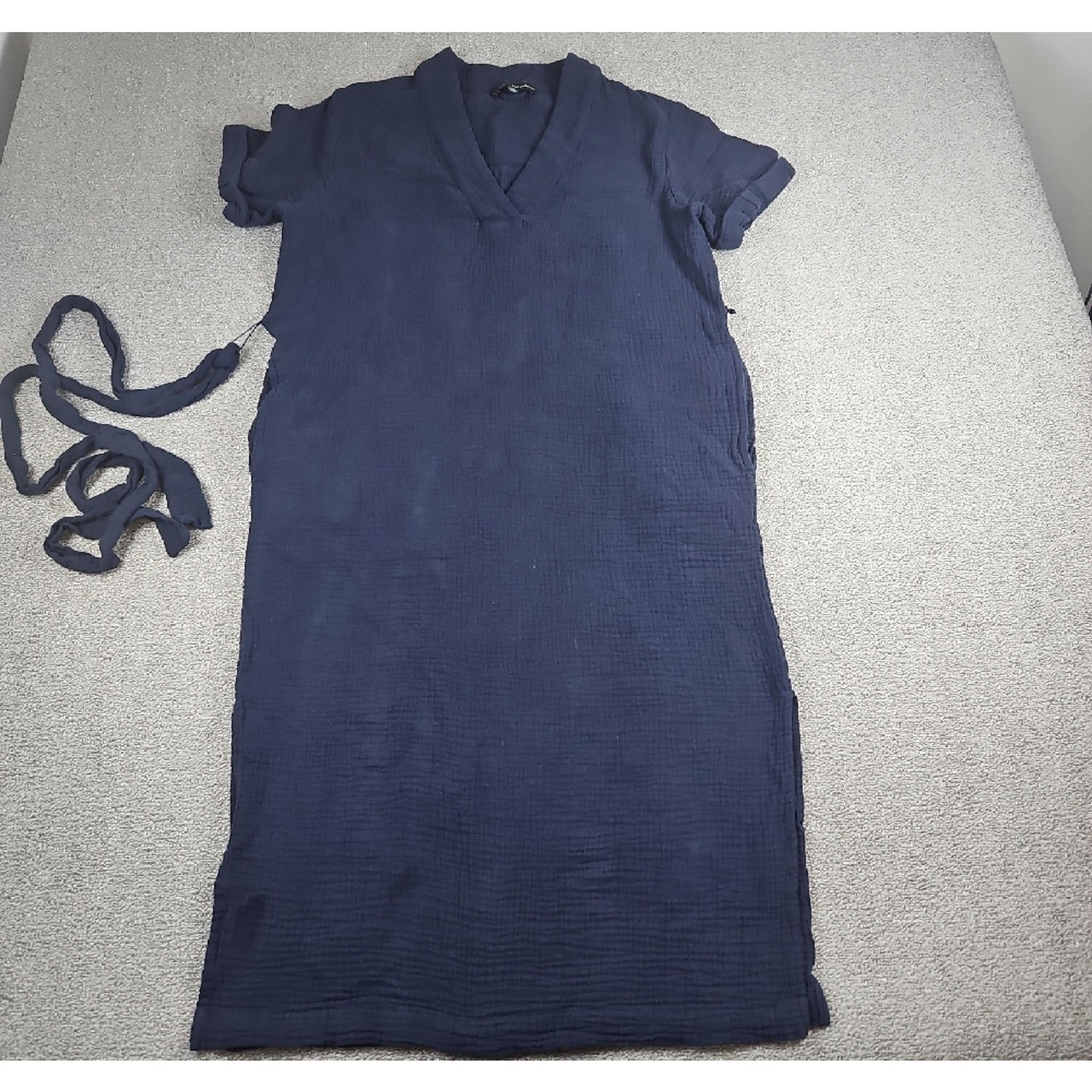 Catherine Malandrino Saks Fifth Avenue Navy Blue V-Neck Dress size Small