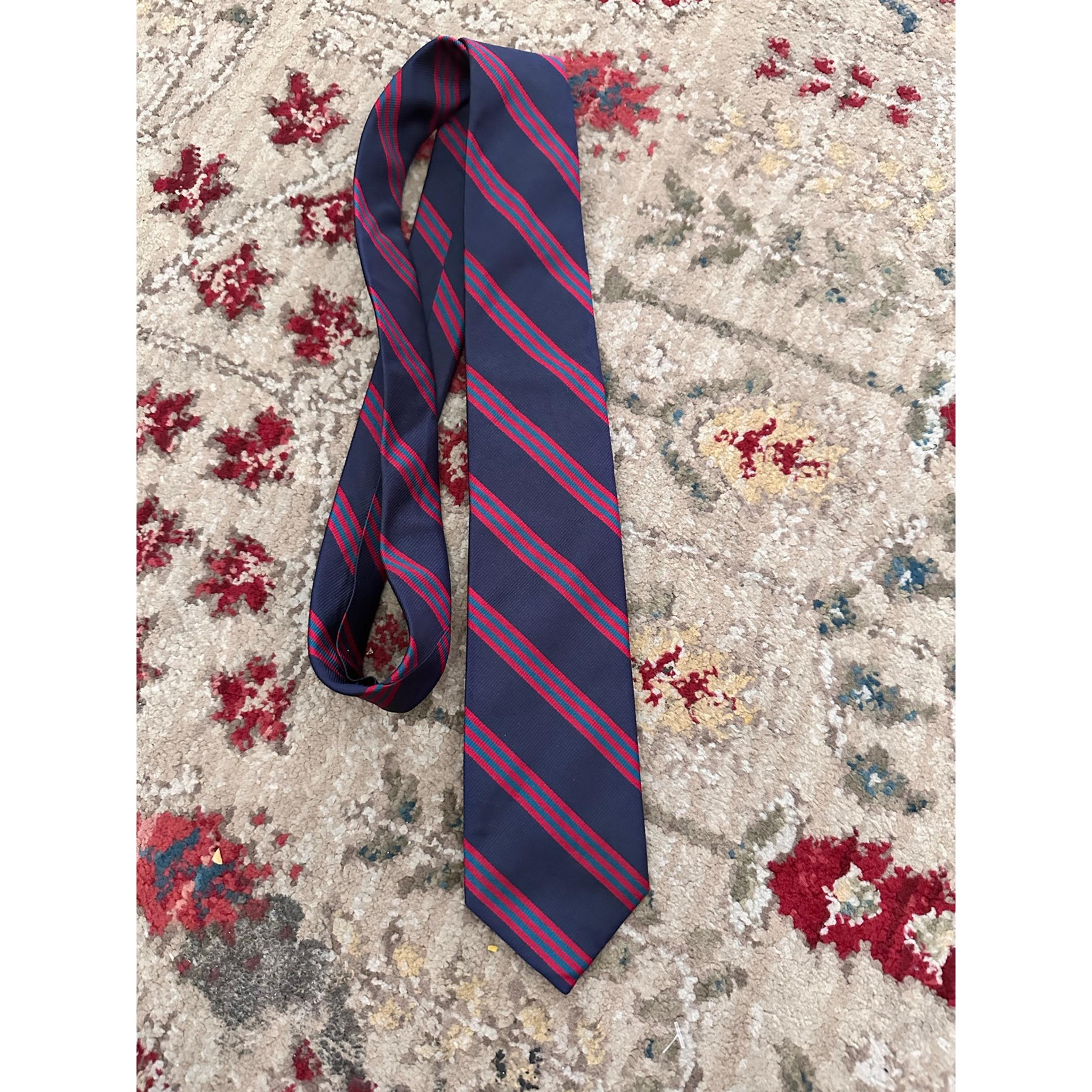 J.Crew Men's Navy Red Blue Repp Silk Regimental British Striped Neck Tie