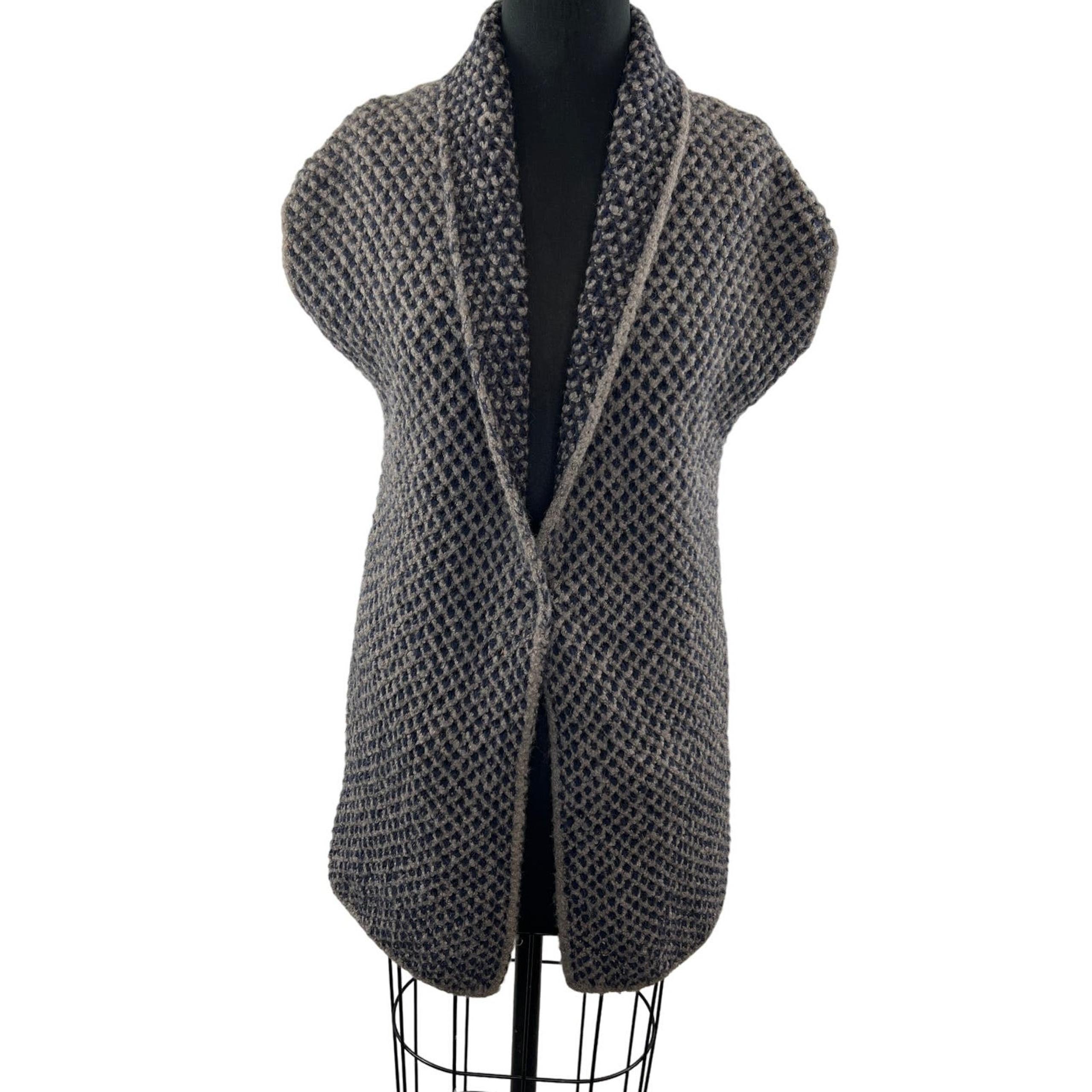 Fabiana Filippi Brown Wool Silk Cashmere Shawl Texture Open Sweater Sz 38 XXS