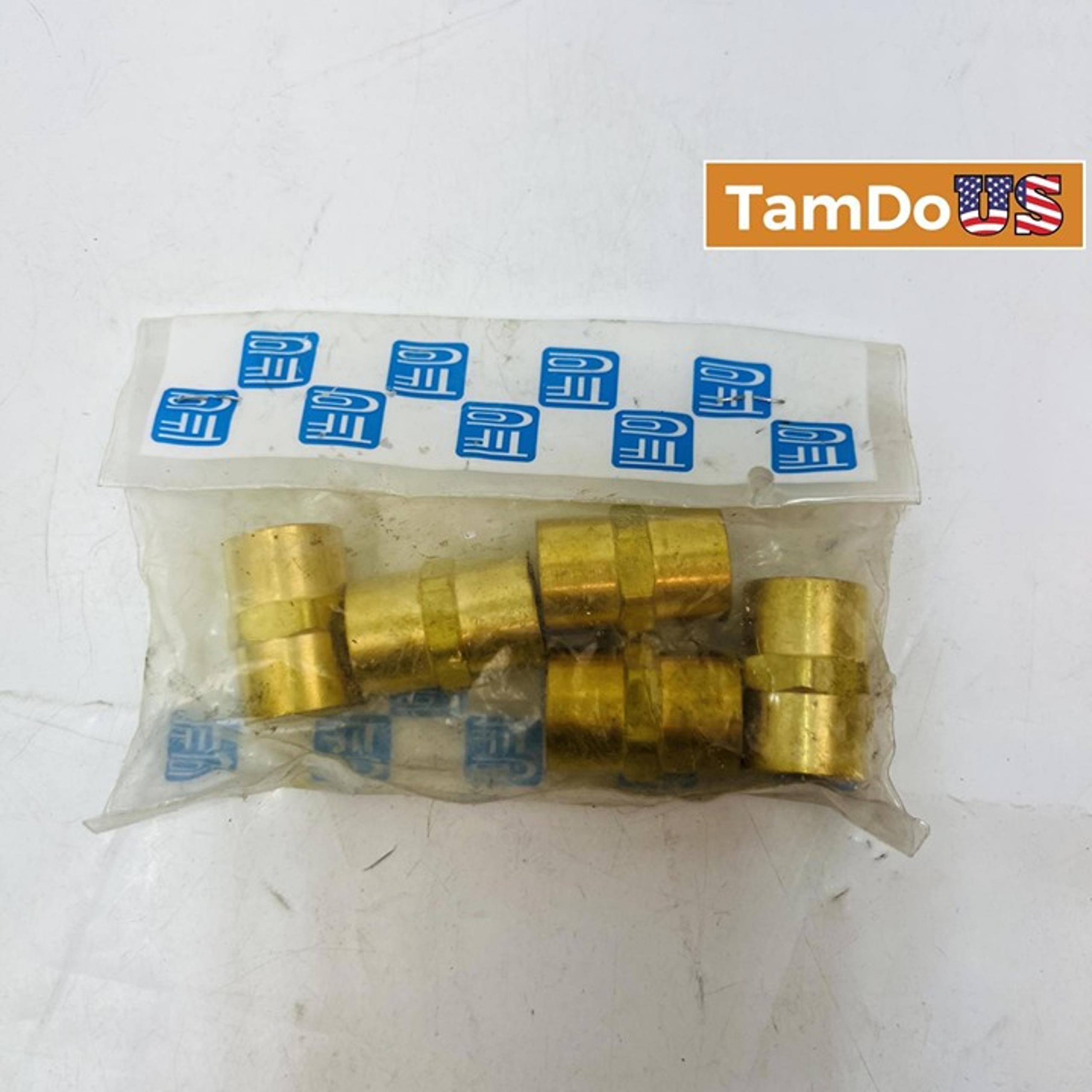 TFC Brass Pipe Fitting Coupling 1/4" NPT Heavy Duty, 5-Pack, Model 37463