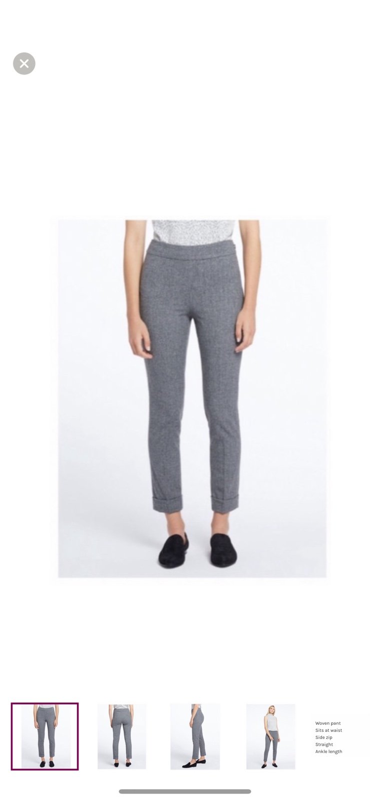 NIC+Zoe Forever Flannel Cuffed Woven Ankle Trouser Pant Grey 10 Business Career