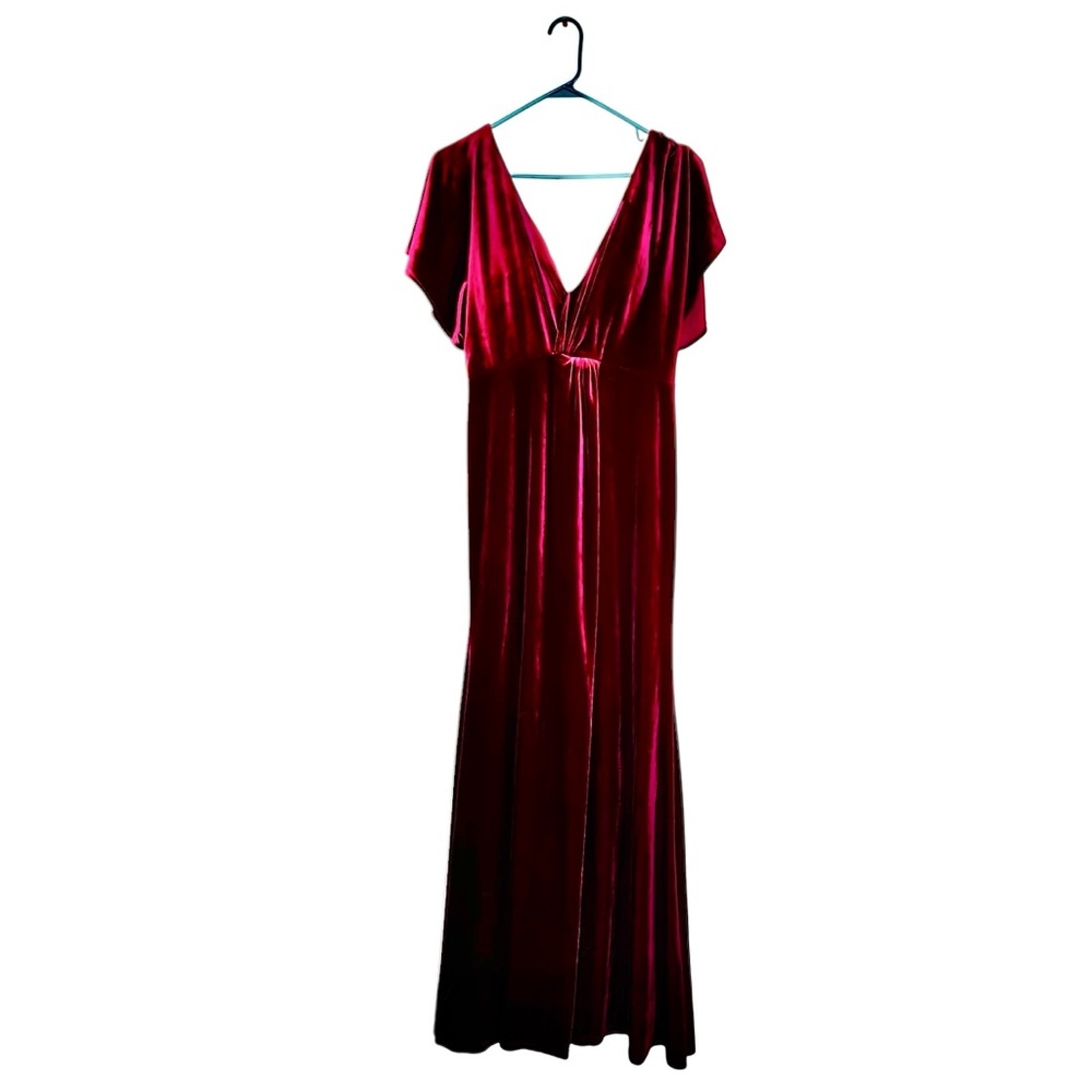 Reverly Gwen burgundy velvet lined formal gown maxi size 8