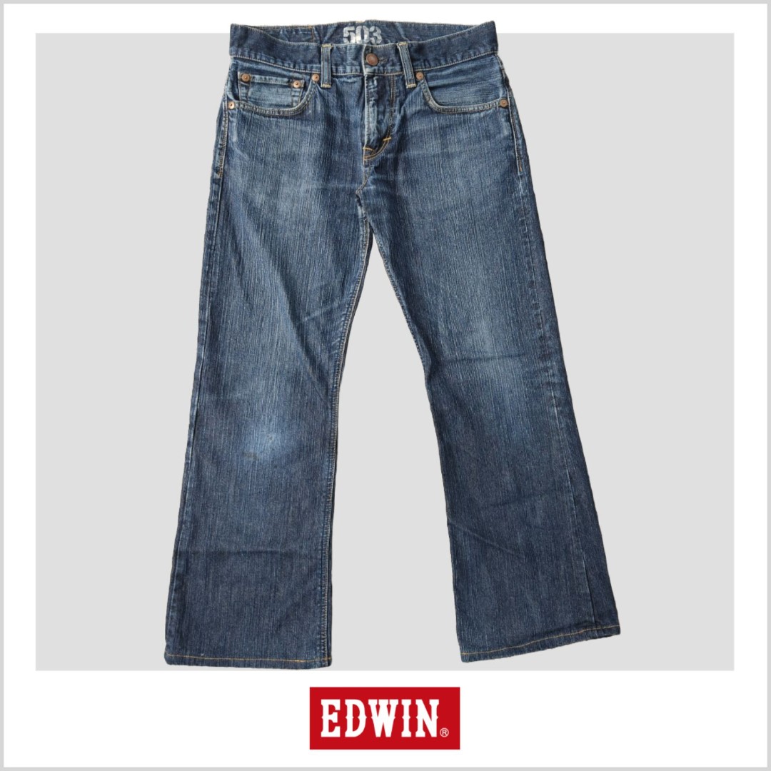 Edwin Men's Blue Trip 503 Washed Cotton Denim Jeans Size 30
