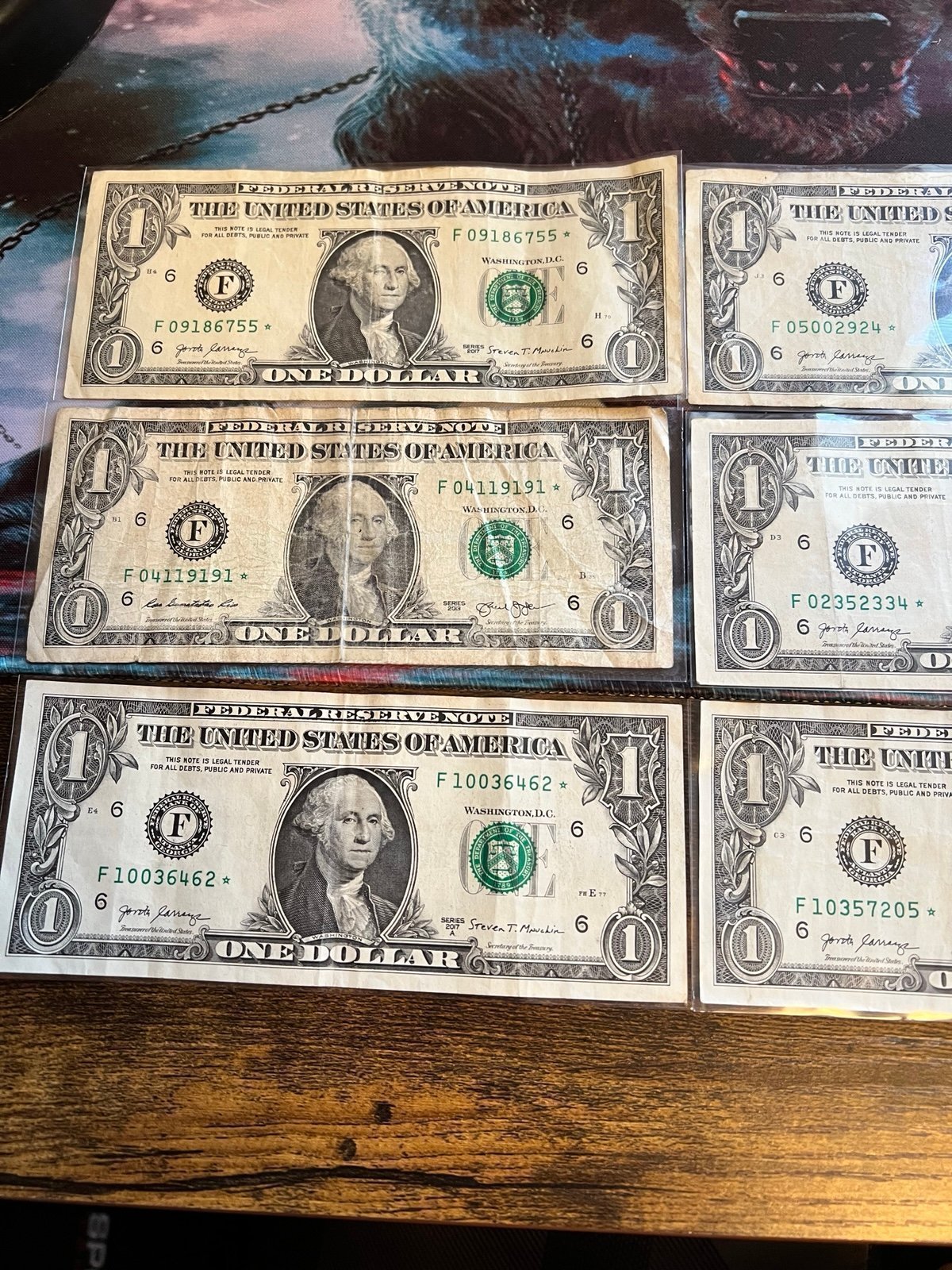 1 starnotes serial F lot (6 BILLS TOTAL)