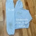 VS PINK BLING SWEATPANTS OUTFIT & FULL ZIP HOODIE LIGHT HYDRANGEA BLUE XL