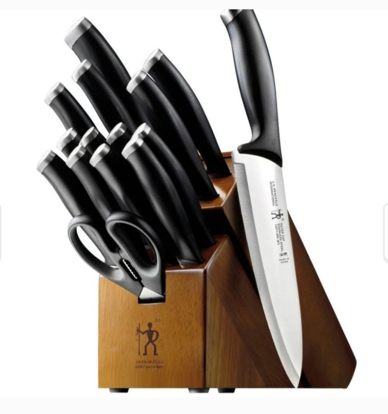 Henckels Silvercap 16 Piece Knife Set with Block, Chef Knife, Paring Knife,