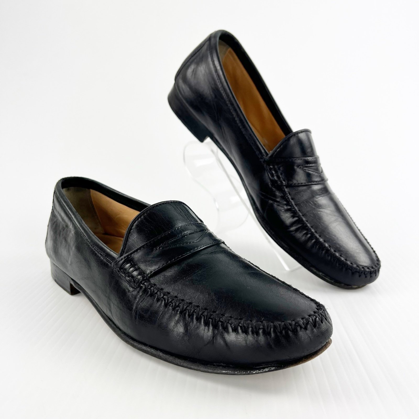 Salvatore Ferragamo Black Leather Slip On Loafers Shoes