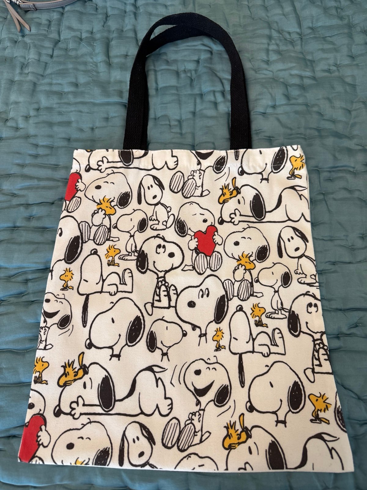 NEW with tags Snoopy with hearts standard size canvas tote eco bag RARE