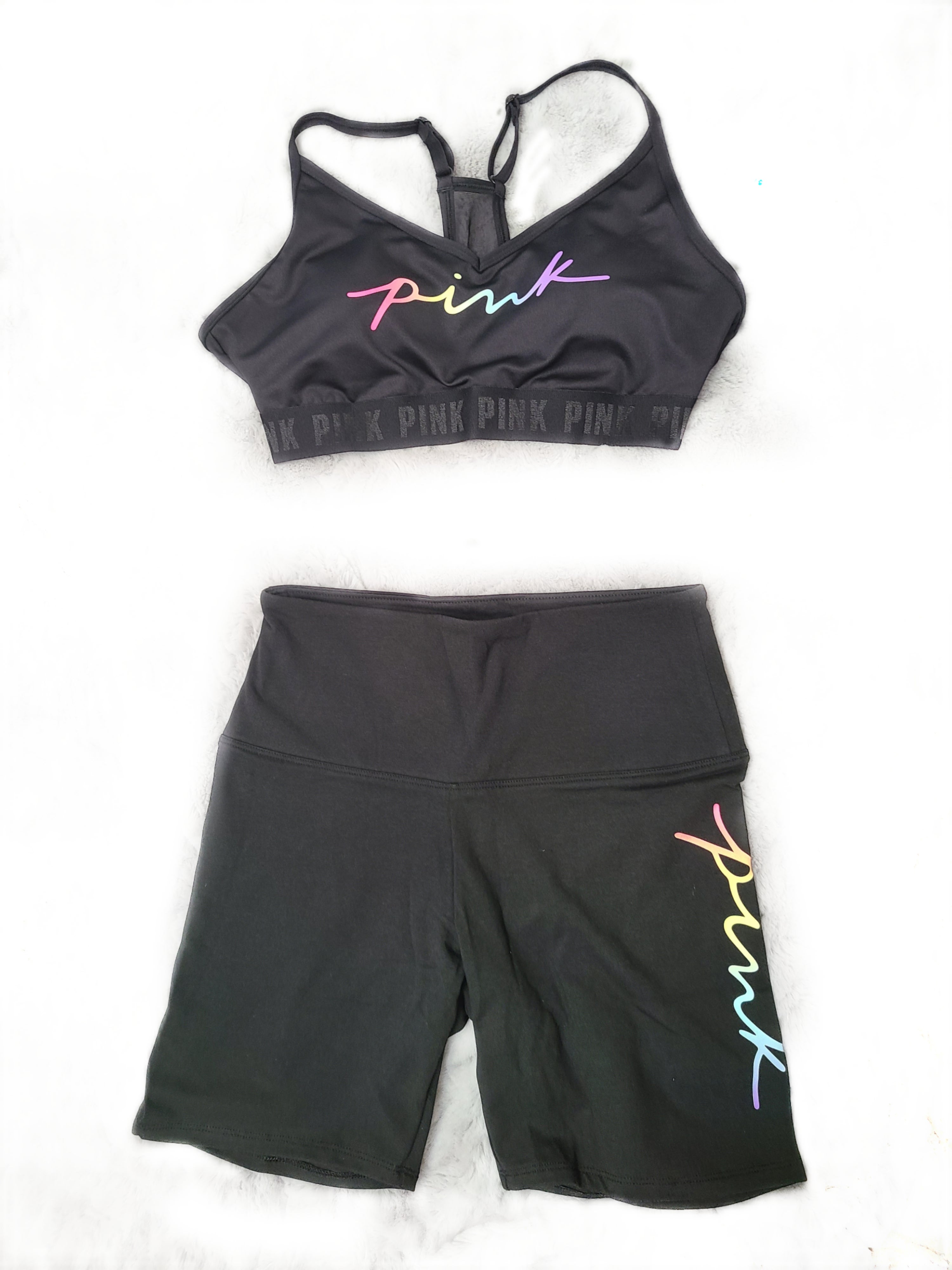 PINK Rainbow script shorts set! NWT!!