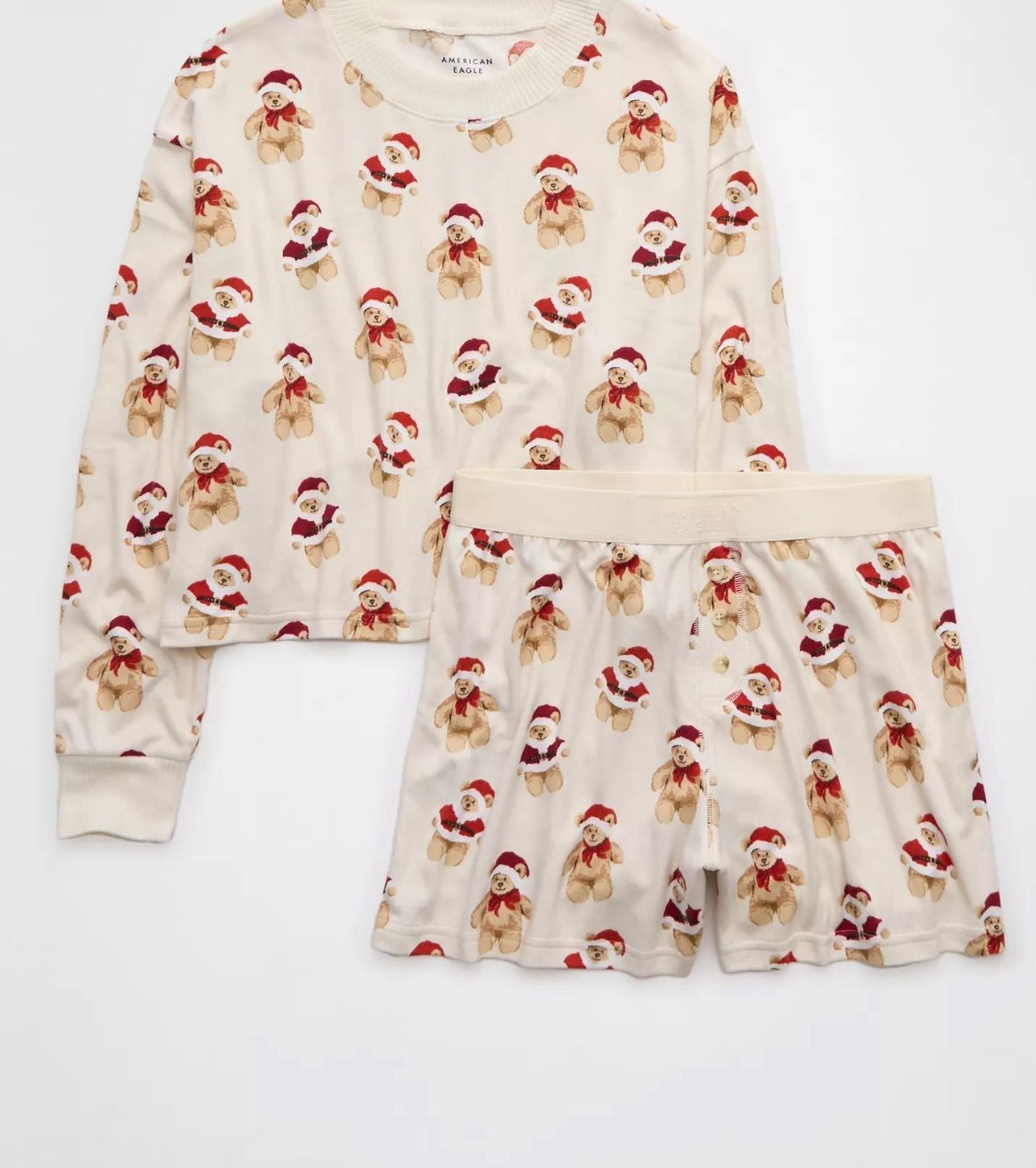 American Eagle Christmas Santa Teddy Bear Womens Pajama Set Sz XXlarge (20-22 )