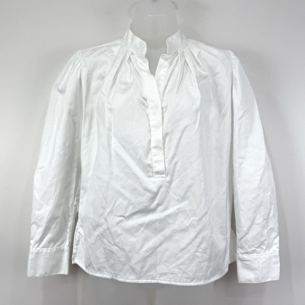 Wear Cisco Top Women's XS White Puff Sleeve Old Money Career Office Button Up