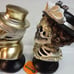 Set of 2 Halloween Couple Skeleton Statue Bust Figure Light-Up Gold White Mr Mrs