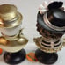 Set of 2 Halloween Couple Skeleton Statue Bust Figure Light-Up Gold White Mr Mrs