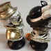 Set of 2 Halloween Couple Skeleton Statue Bust Figure Light-Up Gold White Mr Mrs