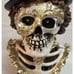 Set of 2 Halloween Couple Skeleton Statue Bust Figure Light-Up Gold White Mr Mrs