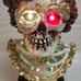 Set of 2 Halloween Couple Skeleton Statue Bust Figure Light-Up Gold White Mr Mrs