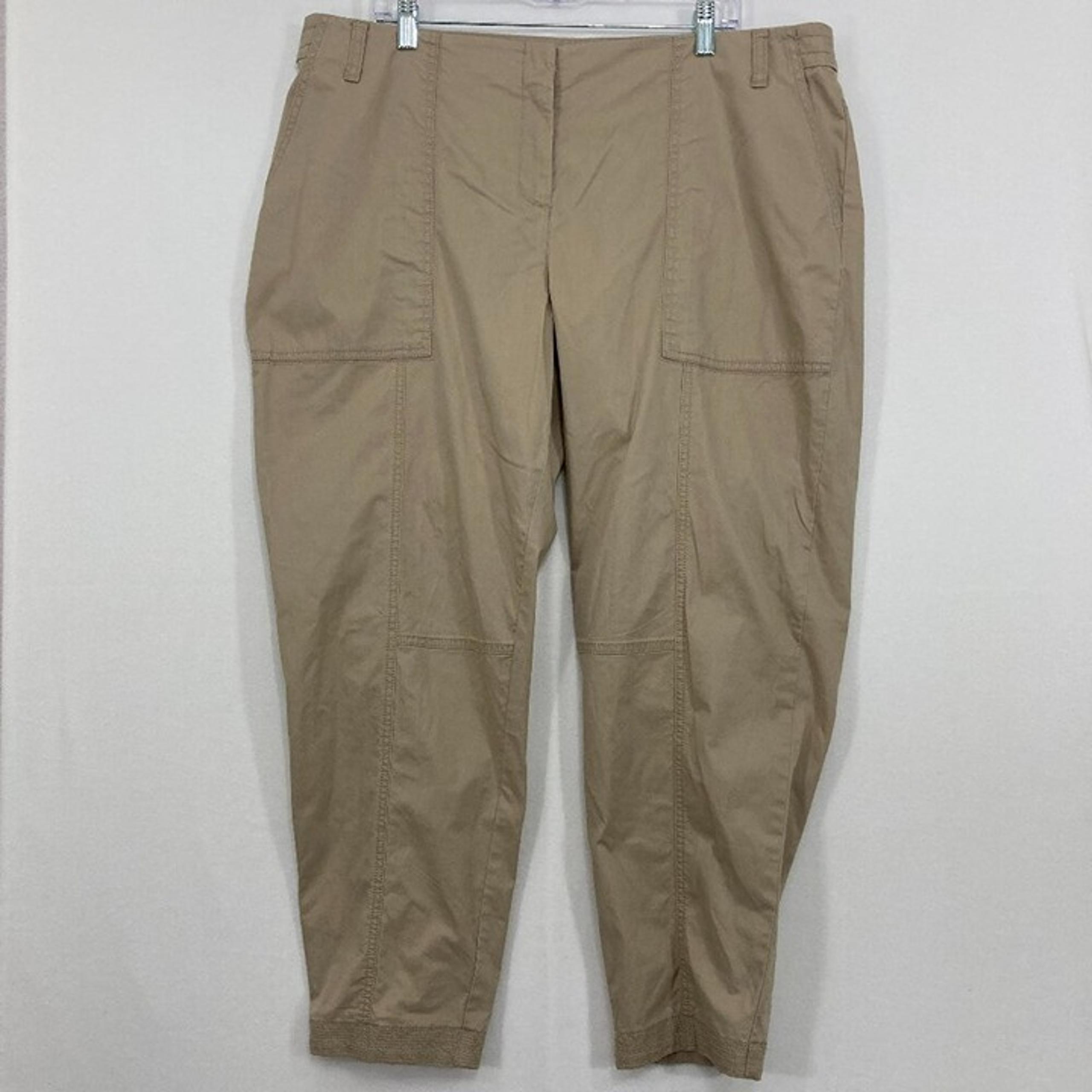 New Eileen Fisher size XL Khaki Cargo Ankle Pants Organic Cotton Blend