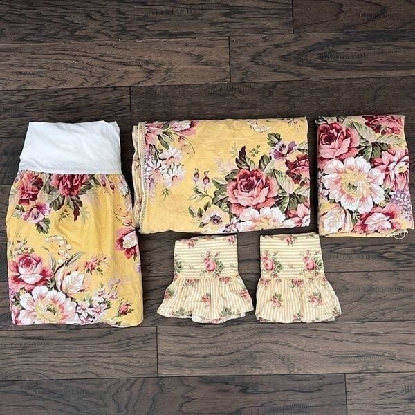 Ralph Lauren Vintage Sophie Brooke 5 Piece TWIN Bedding Set Duvet Shams Sheet