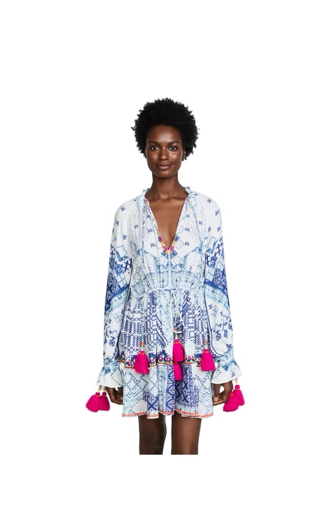 NWT Hemant and Nandita Lucian dress White Blue Mini Size M