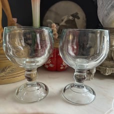 Vintage Set of 2 Very Heavy Glass Goblets