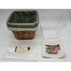 Longaberger Seedling Basket Combo Protector Sage Green liner 2004 Vintage