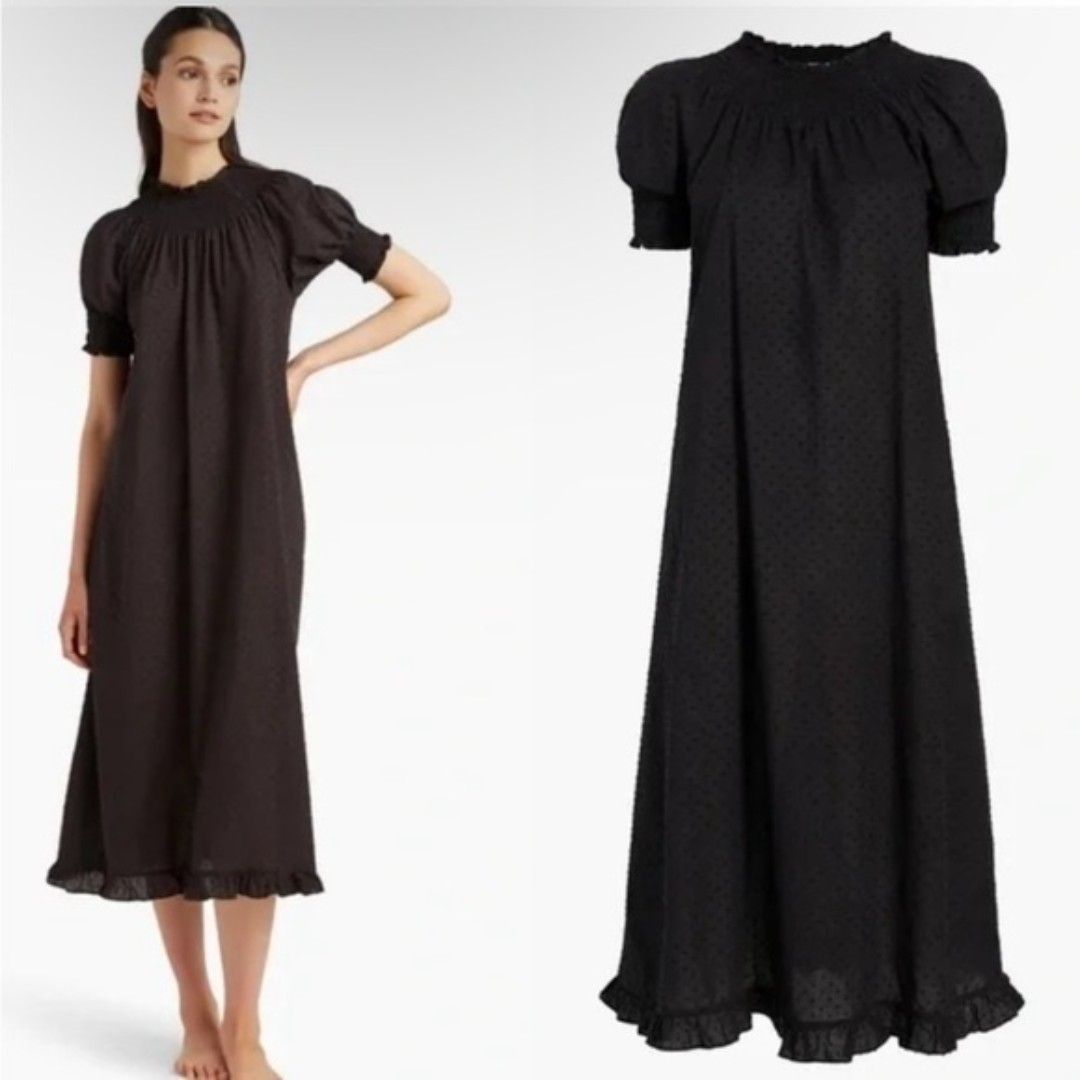 Hill House Caroline Nap Dress in Black Swiss Dot XS