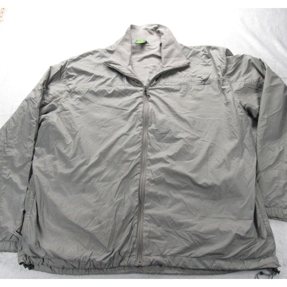 Vintage Cabelas Jacket Mens XL Tall Gray Pocket Adjustable Hem Full Zip Rain