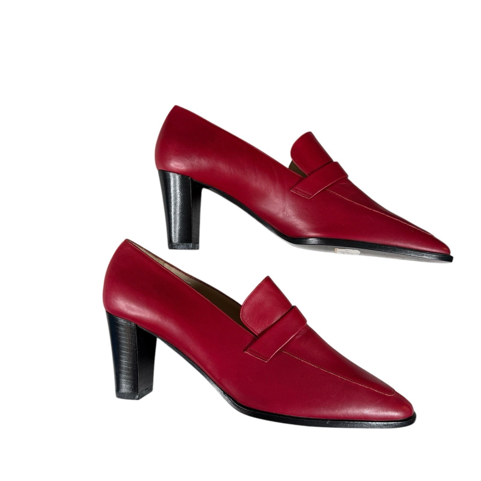 Vintage Max Mara Red Loafers Size 36.5 Block Heel Dress Shoes Italian Made