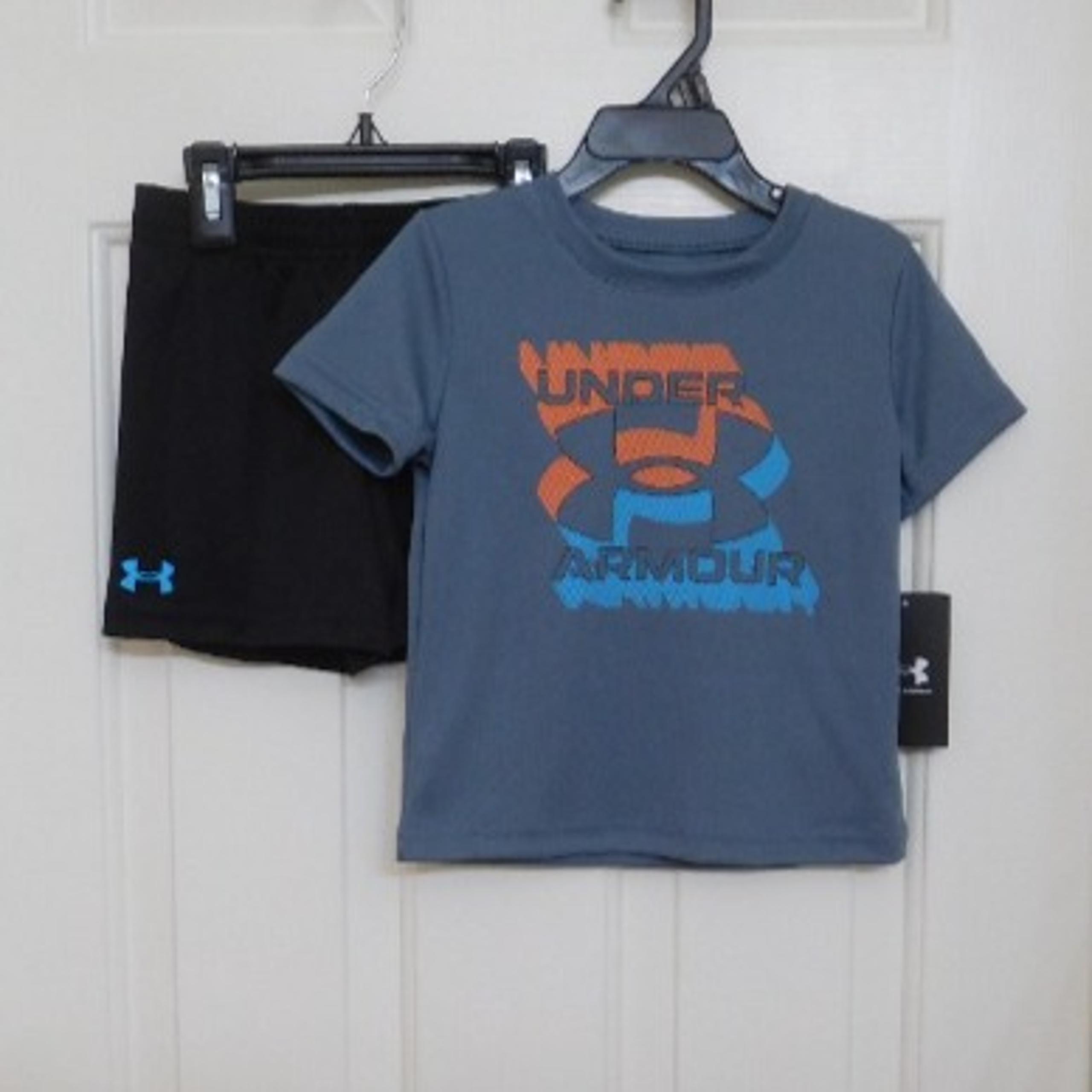 NWT 2pc Under Armour Gray Shirt & Black Shorts Set sz 2t