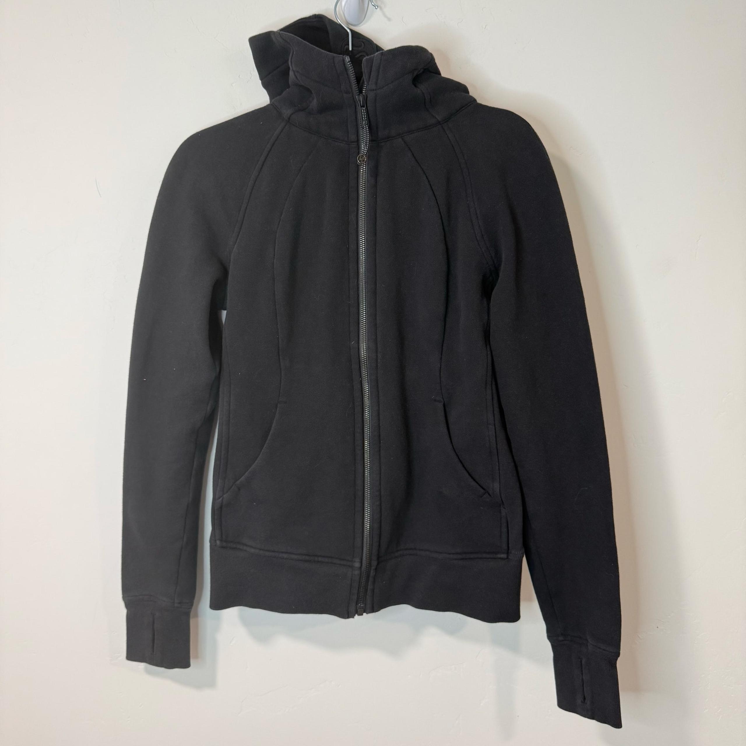 Lululemon Women's Scuba Hoodie Jacket Light Cotton Fleece Full Zip Black 6
