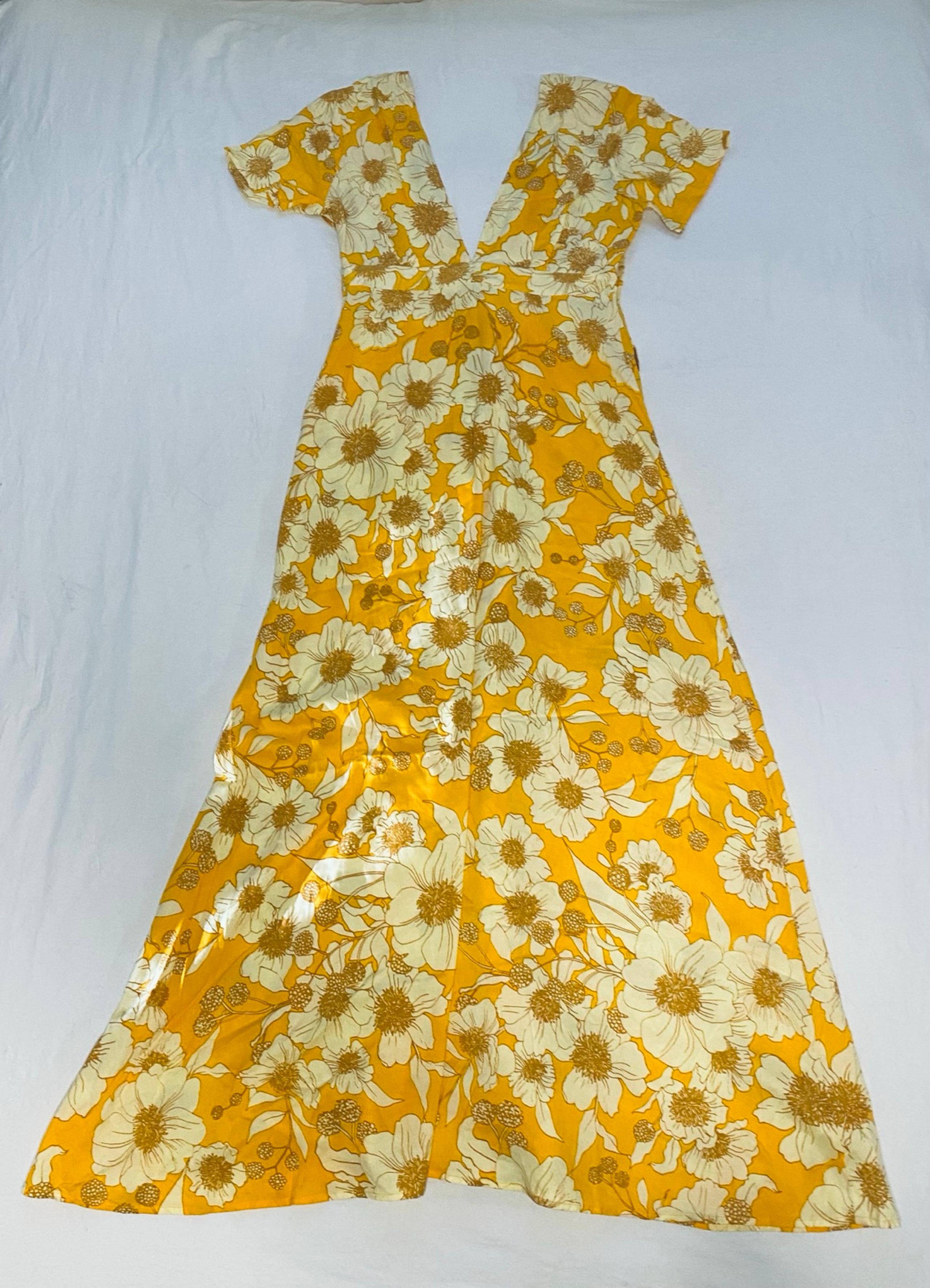 XIX Palms Yellow Floral Dress