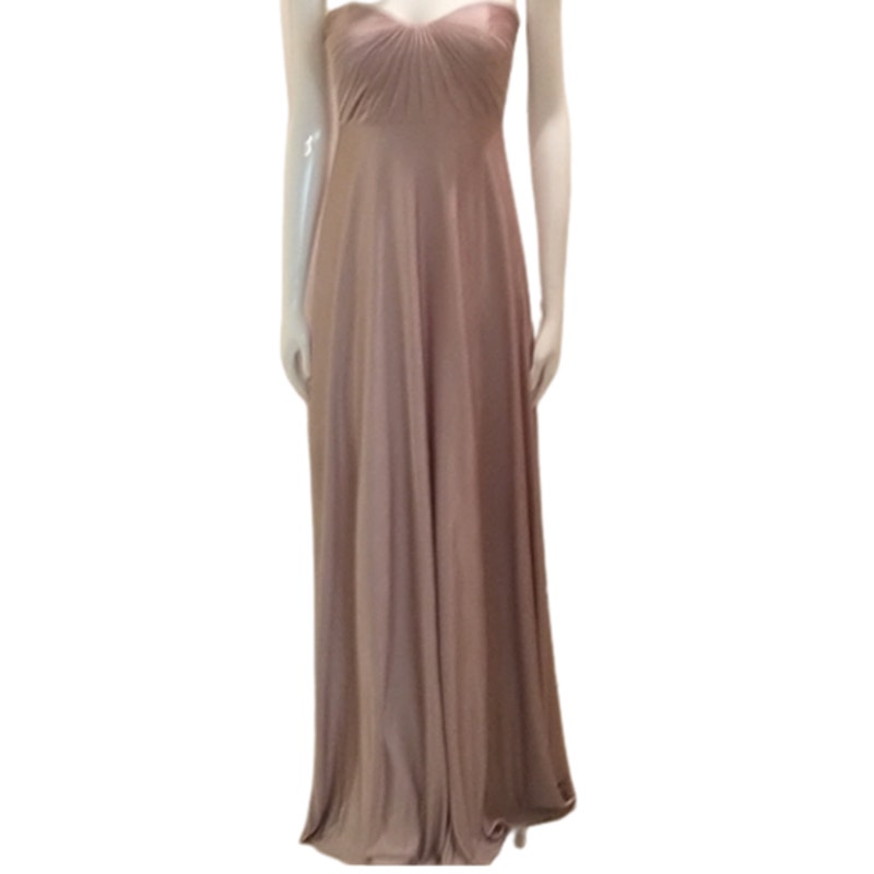 Jenny Yoo Strapless Empire Waist Gown Women's Sz 0 Nude Maxi Length Formal Dress